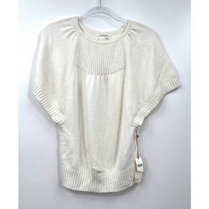 Anthropologie Polyamide Pullover Sweater Knit White Butterfly Sleeve XS‎ New